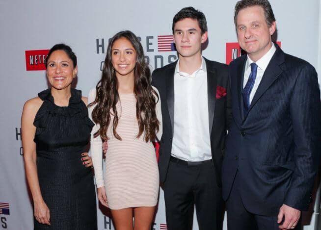 Francis Wilkinson with his wife, Sakina Jaffrey, and children.